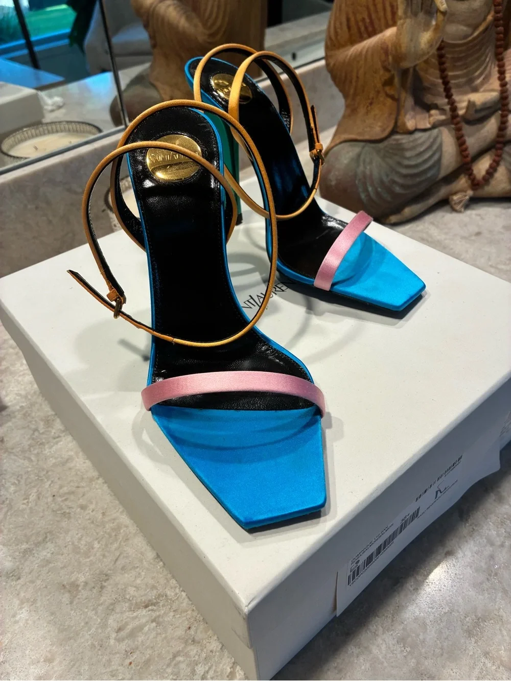 Saint Laurent Dominique 110 Crêpe Satin Sandals - Picture 2 of 10